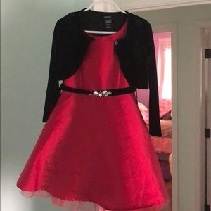 Girls red satin special occasion dress
